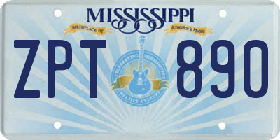 MS license plate ZPT890