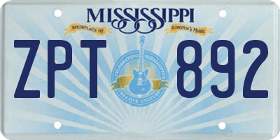 MS license plate ZPT892