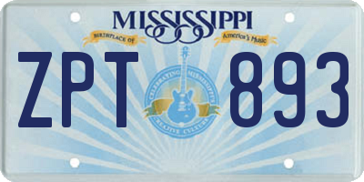 MS license plate ZPT893
