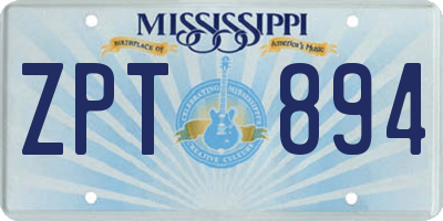 MS license plate ZPT894