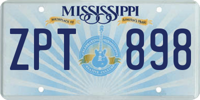 MS license plate ZPT898