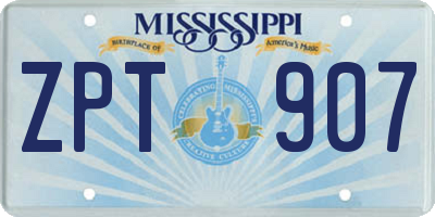 MS license plate ZPT907