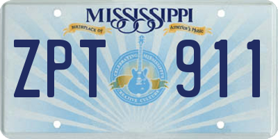 MS license plate ZPT911