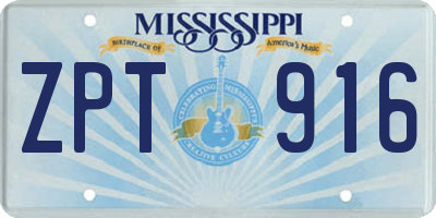 MS license plate ZPT916