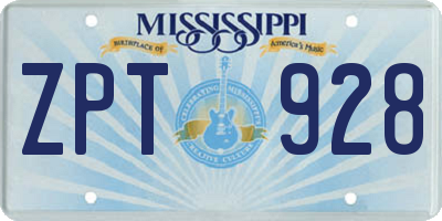 MS license plate ZPT928