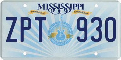 MS license plate ZPT930