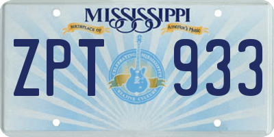 MS license plate ZPT933