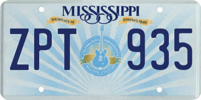 MS license plate ZPT935