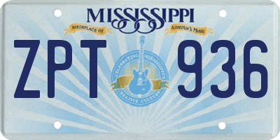 MS license plate ZPT936