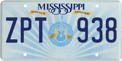 MS license plate ZPT938
