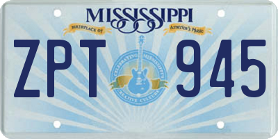 MS license plate ZPT945