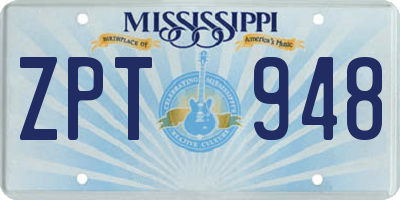 MS license plate ZPT948