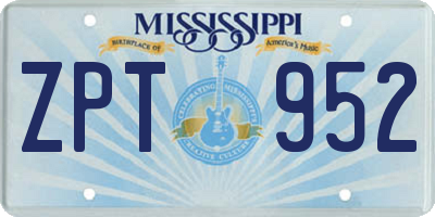 MS license plate ZPT952