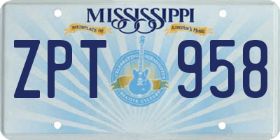 MS license plate ZPT958