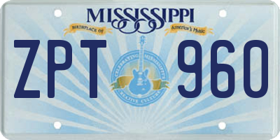 MS license plate ZPT960