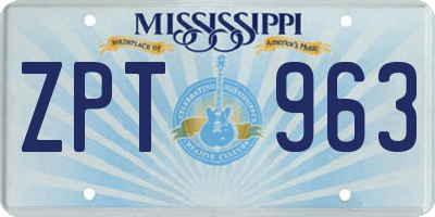 MS license plate ZPT963