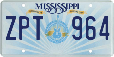 MS license plate ZPT964