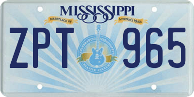 MS license plate ZPT965