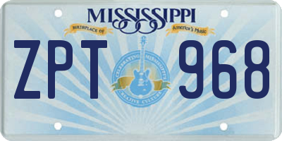 MS license plate ZPT968