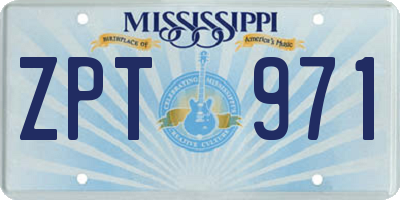 MS license plate ZPT971