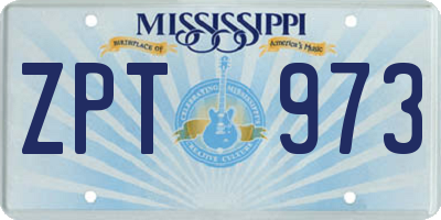 MS license plate ZPT973