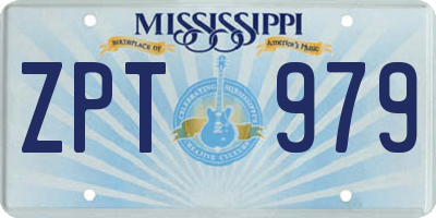 MS license plate ZPT979