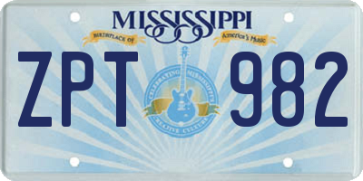 MS license plate ZPT982