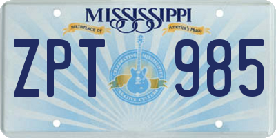 MS license plate ZPT985