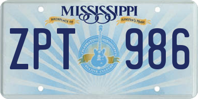 MS license plate ZPT986