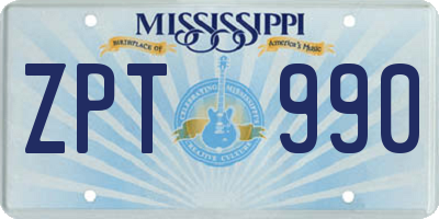 MS license plate ZPT990