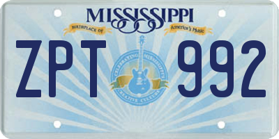 MS license plate ZPT992