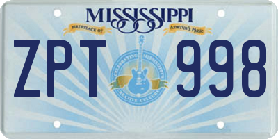 MS license plate ZPT998