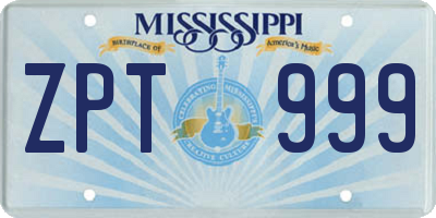 MS license plate ZPT999