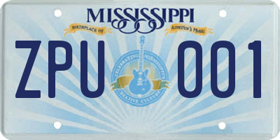 MS license plate ZPU001