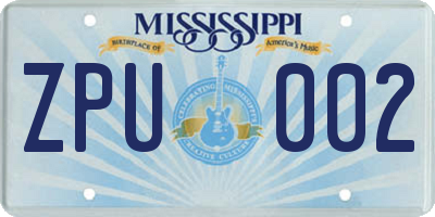 MS license plate ZPU002