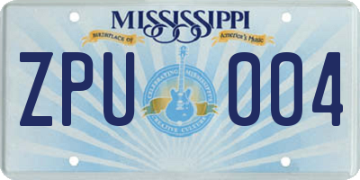MS license plate ZPU004