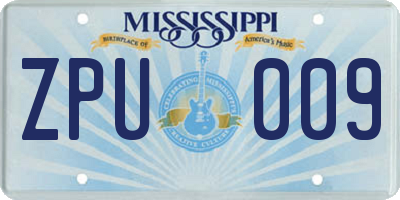 MS license plate ZPU009