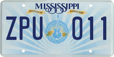MS license plate ZPU011