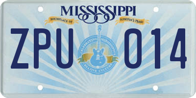 MS license plate ZPU014