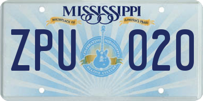 MS license plate ZPU020