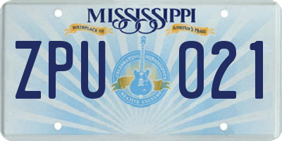 MS license plate ZPU021