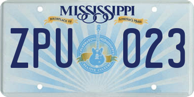 MS license plate ZPU023