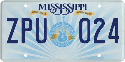 MS license plate ZPU024
