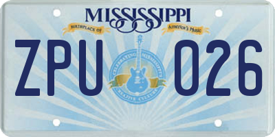 MS license plate ZPU026
