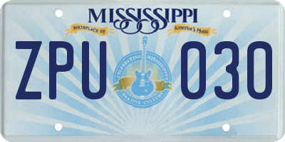 MS license plate ZPU030
