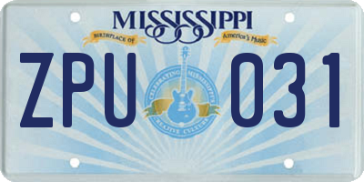MS license plate ZPU031