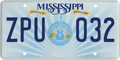 MS license plate ZPU032