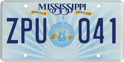 MS license plate ZPU041