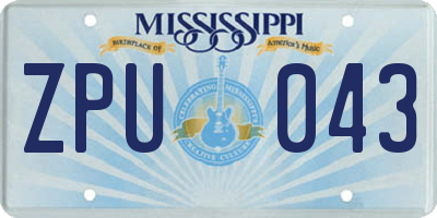 MS license plate ZPU043