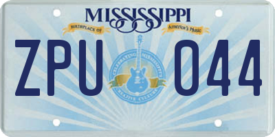 MS license plate ZPU044